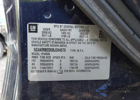 2011 Buick Enclave 1Xl z USA, uszkodzony, nr VIN 5GAKRBED6BJ384578